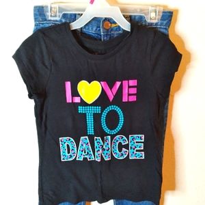 Girls "Love To Dance" Children's Place Glitter Animal Print Graphic Design Tee